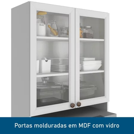 Cozinha Completa 4 Peças 10 Portas 2 Gavetas 1 Nicho para Forno Branco