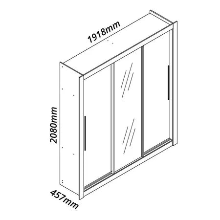 Guarda roupa Casal 3 Portas 1 Porta Espelhada Mdf Branco