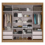 Guarda Roupa Casal Mdf Toquio 2 Portas de Correr 4 Gavetas Freijó Com Off White