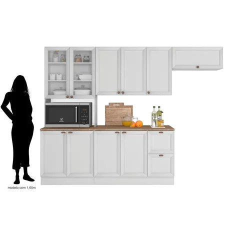 Cozinha Completa 4 Peças 10 Portas 2 Gavetas 1 Nicho para Forno Branco