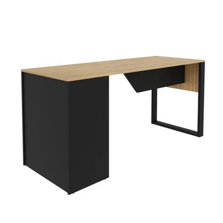 Escrivaninha Mesa Escritório 160cm Amêndoa Preto