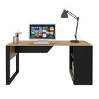 Escrivaninha Mesa Escritório 160cm Amêndoa Preto