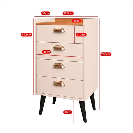 Cabeceira Monet 4 Gavetas Moderno Quarto Organização